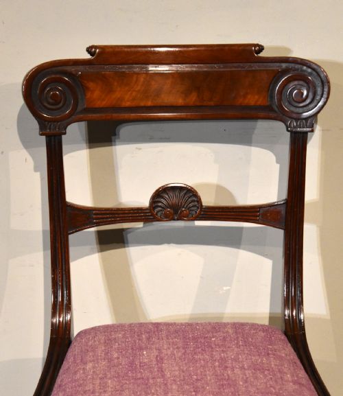 SET OF SIX REGENCY MAHOGANY SABRE LEG CARVED DINING CHAIRS - ADDITIONAL PHOTO 4