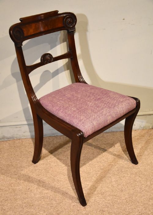 SET OF SIX REGENCY MAHOGANY SABRE LEG CARVED DINING CHAIRS - ADDITIONAL PHOTO 5