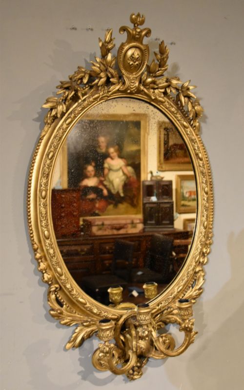 late 19th century giltwood oval mirror - CATEGORY: ANTIQUE MIRRORS - DATED 19TH CENTURY