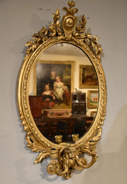 LATE 19TH CENTURY GILTWOOD OVAL MIRROR - ADDITIONAL PHOTO 4