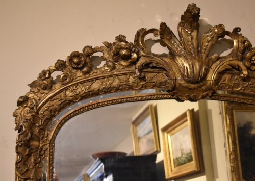 19TH CENTURY GILTWOOD CARVED OVERMANTEL MIRROR - ADDITIONAL PHOTO 2