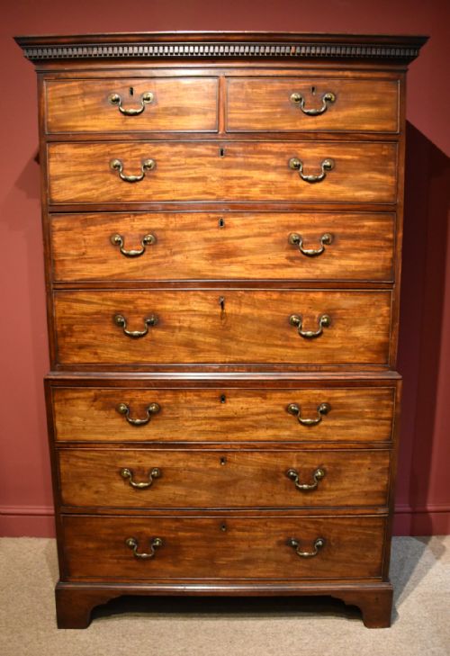 mid 18th century mahogany chest on chest - CATEGORY: ANTIQUE CHEST OF DRAWERS - DATED 18TH CENTURY