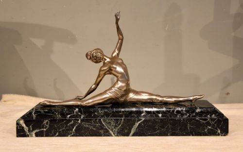 SILVERED BRONZE ART DECO FIGURE SIGNED MORANTE - ADDITIONAL PHOTO 1