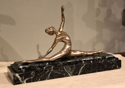 SILVERED BRONZE ART DECO FIGURE SIGNED MORANTE - ADDITIONAL PHOTO 2