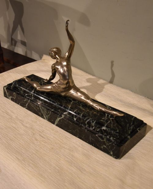 SILVERED BRONZE ART DECO FIGURE SIGNED MORANTE - ADDITIONAL PHOTO 4