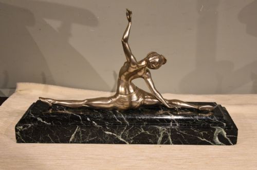 SILVERED BRONZE ART DECO FIGURE SIGNED MORANTE - ADDITIONAL PHOTO 6