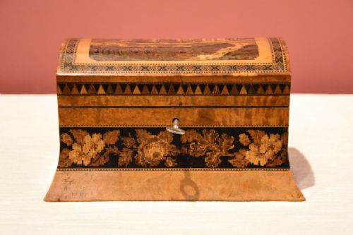 19TH CENTURY TUNBRIDGE WARE TEA CADDY BY HENRY HOLLAMBY - ADDITIONAL PHOTO 1