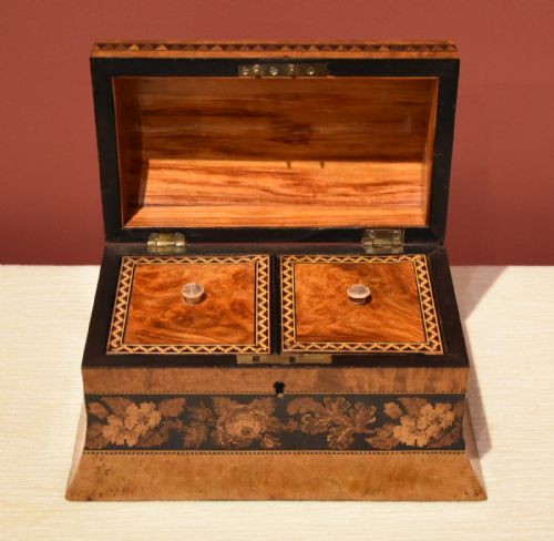 19TH CENTURY TUNBRIDGE WARE TEA CADDY BY HENRY HOLLAMBY - ADDITIONAL PHOTO 5