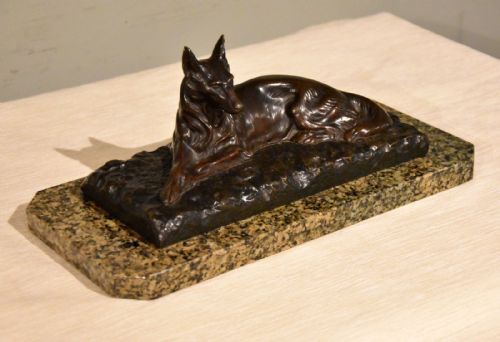 ART DECO BRONZE DOG SCULPTURE BY RENE VARNIER - ADDITIONAL PHOTO 1