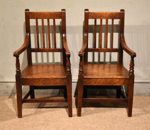 pair of george iii oak childs armchairs - CATEGORY: ANTIQUE CHAIRS - DATED GEORGIAN
