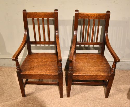 PAIR OF GEORGE III OAK CHILDS ARMCHAIRS - ADDITIONAL PHOTO 3