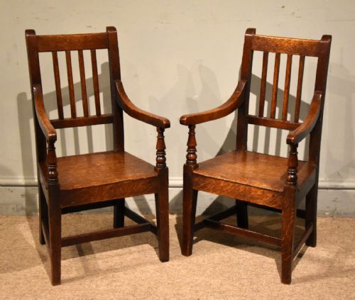 PAIR OF GEORGE III OAK CHILDS ARMCHAIRS - ADDITIONAL PHOTO 4