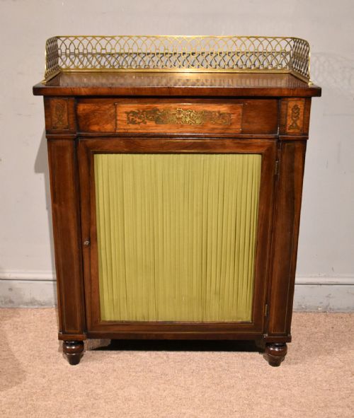 REGENCY ROSEWOOD AND BRASS INLAID SIDE CABINET