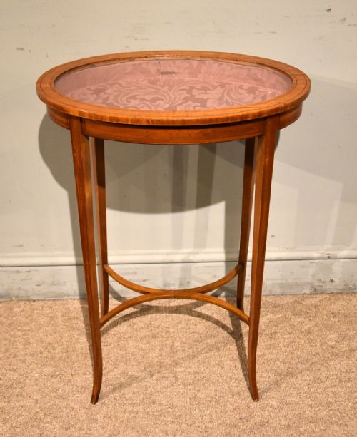 19th century satinwood oval bijouterie vitrine - CATEGORY: ANTIQUE TABLES - DATED 19TH CENTURY