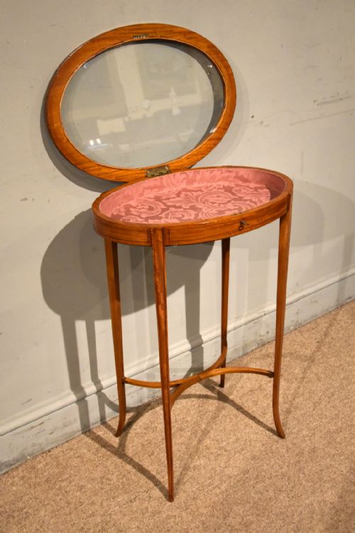 19TH CENTURY SATINWOOD OVAL BIJOUTERIE VITRINE - ADDITIONAL PHOTO 2