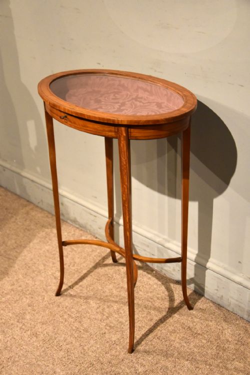 19TH CENTURY SATINWOOD OVAL BIJOUTERIE VITRINE - ADDITIONAL PHOTO 6