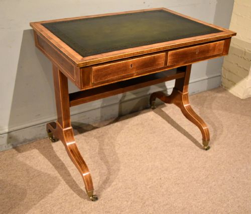 REGENCY SATINWOOD KINGWOOD LEATHER TOP WRITING TABLE - ADDITIONAL PHOTO 1