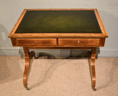 REGENCY SATINWOOD KINGWOOD LEATHER TOP WRITING TABLE - ADDITIONAL PHOTO 2