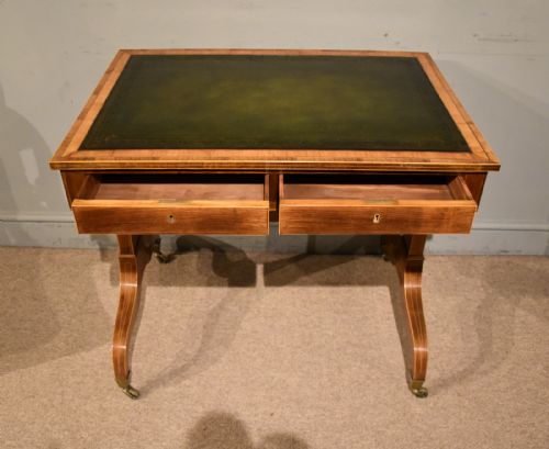 REGENCY SATINWOOD KINGWOOD LEATHER TOP WRITING TABLE - ADDITIONAL PHOTO 3