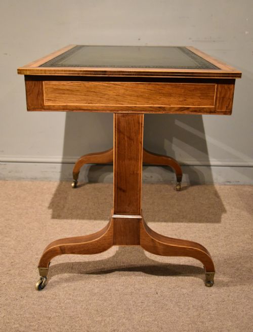 REGENCY SATINWOOD KINGWOOD LEATHER TOP WRITING TABLE - ADDITIONAL PHOTO 5