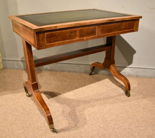 REGENCY SATINWOOD KINGWOOD LEATHER TOP WRITING TABLE - ADDITIONAL PHOTO 6