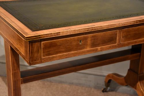 REGENCY SATINWOOD KINGWOOD LEATHER TOP WRITING TABLE - ADDITIONAL PHOTO 7