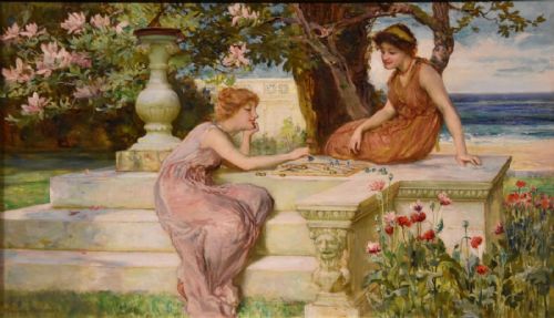 OIL PAINTING BY FRANCIS SYDNEY MUSCHAMP A RELAXING AFTERNOON - ADDITIONAL PHOTO 1