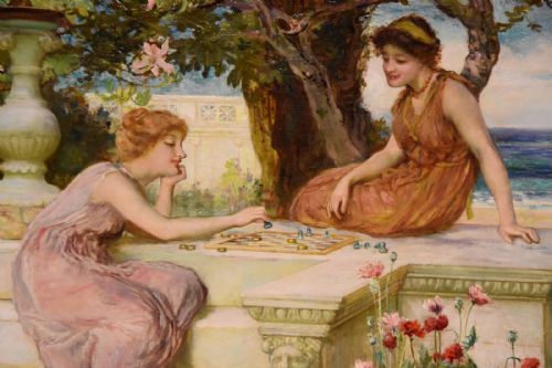 OIL PAINTING BY FRANCIS SYDNEY MUSCHAMP A RELAXING AFTERNOON - ADDITIONAL PHOTO 2