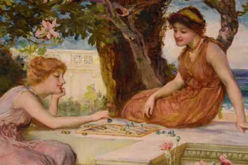 OIL PAINTING BY FRANCIS SYDNEY MUSCHAMP A RELAXING AFTERNOON - ADDITIONAL PHOTO 3
