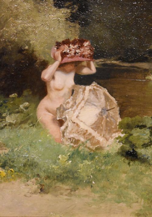 OIL PAINTING BY ANTAL NEDGRADY BY THE RIVERBANK - ADDITIONAL PHOTO 2
