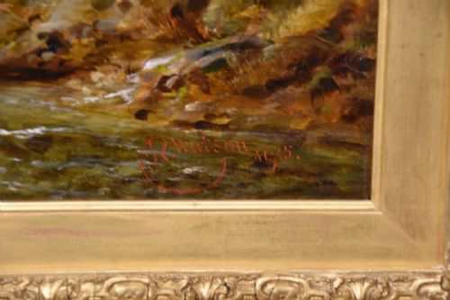 OIL PAINTING PAIR BY ROBERT WATSON HIGHLAND CATTLE AND SHEEP IN THE GLEN - ADDITIONAL PHOTO 5