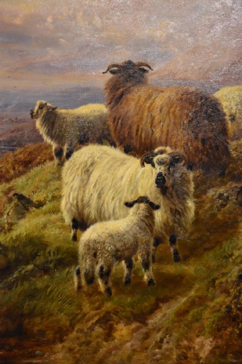OIL PAINTING PAIR BY ROBERT WATSON HIGHLAND CATTLE AND SHEEP IN THE GLEN - ADDITIONAL PHOTO 9