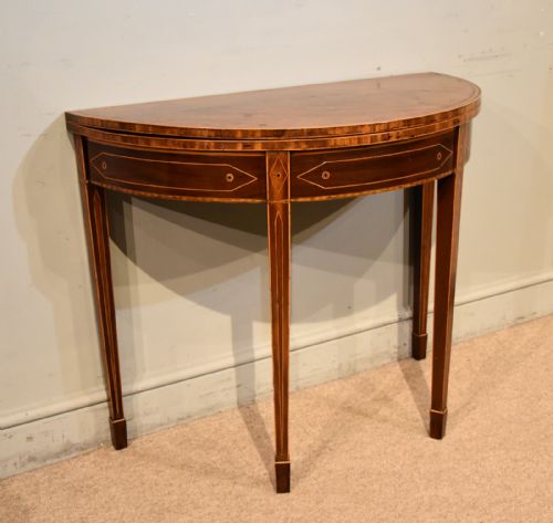 18TH CENTURY MAHOGANY DEMI LUNE TEA TABLE - ADDITIONAL PHOTO 1