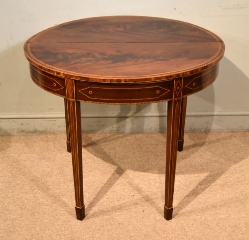 18TH CENTURY MAHOGANY DEMI LUNE TEA TABLE - ADDITIONAL PHOTO 9