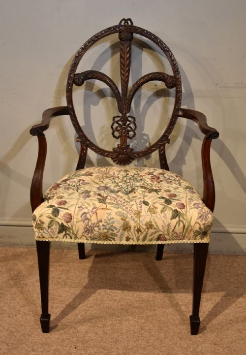 late 19th century price of wales plume carved armchair - CATEGORY: ANTIQUE CHAIRS - DATED 19TH CENTURY