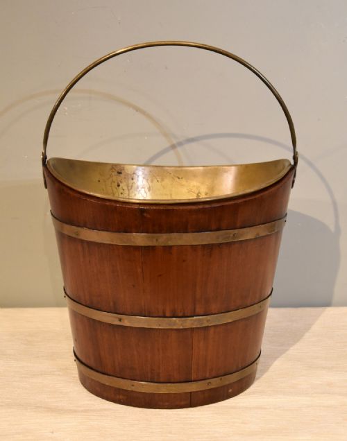19TH CENTURY MAHOGANY AND BRASS BOUND OYSTER BUCKET - ADDITIONAL PHOTO 1