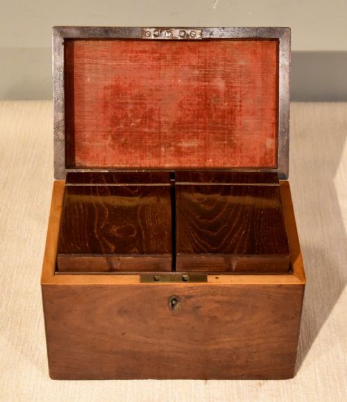 GEORGIAN TEA CHEST WITH SOLID SILVER HANDLE - ADDITIONAL PHOTO 2