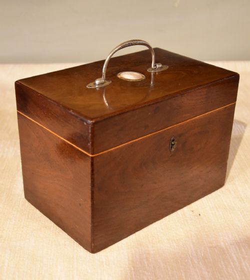 GEORGIAN TEA CHEST WITH SOLID SILVER HANDLE - ADDITIONAL PHOTO 8