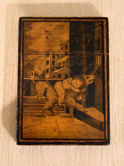 rare 19th century penwork card case - CATEGORY: ANTIQUE MISCELLANEOUS - DATED 19TH CENTURY