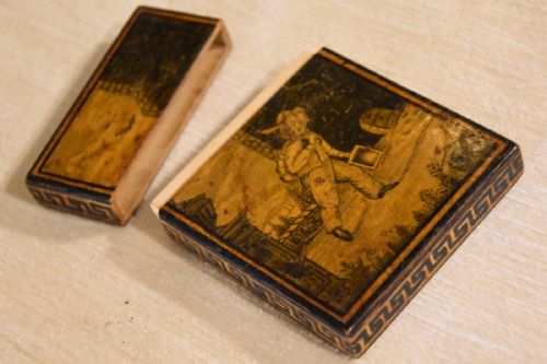 RARE 19TH CENTURY PENWORK CARD CASE - ADDITIONAL PHOTO 3