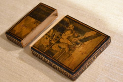 RARE 19TH CENTURY PENWORK CARD CASE - ADDITIONAL PHOTO 4