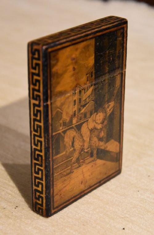 RARE 19TH CENTURY PENWORK CARD CASE - ADDITIONAL PHOTO 5