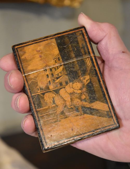 RARE 19TH CENTURY PENWORK CARD CASE - ADDITIONAL PHOTO 6