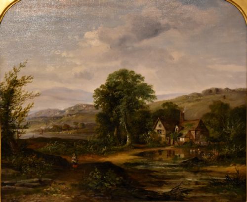 OIL PAINTING BY JOHN WESTALL A FARMHOUSE ON THE RIVER DART - ADDITIONAL PHOTO 1