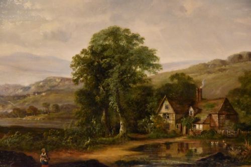 OIL PAINTING BY JOHN WESTALL A FARMHOUSE ON THE RIVER DART - ADDITIONAL PHOTO 2