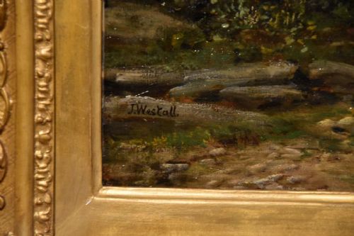 OIL PAINTING BY JOHN WESTALL A FARMHOUSE ON THE RIVER DART - ADDITIONAL PHOTO 5
