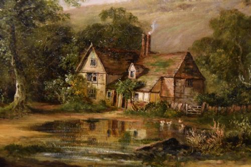 OIL PAINTING BY JOHN WESTALL A FARMHOUSE ON THE RIVER DART - ADDITIONAL PHOTO 6