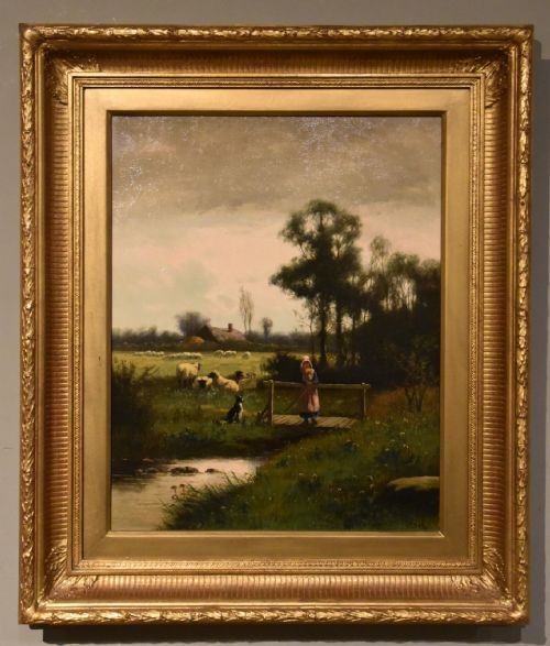 OIL PAINTING BY WILLIAM FREDERICK HULK A SURREY MEADOW CATTLE AND SHEEP - ADDITIONAL PHOTO 4