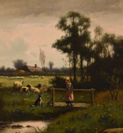OIL PAINTING BY WILLIAM FREDERICK HULK A SURREY MEADOW CATTLE AND SHEEP - ADDITIONAL PHOTO 6