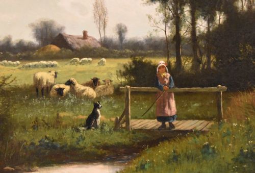 OIL PAINTING BY WILLIAM FREDERICK HULK A SURREY MEADOW CATTLE AND SHEEP - ADDITIONAL PHOTO 7